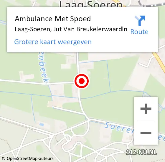 Locatie op kaart van de 112 melding: Ambulance Met Spoed Naar Laag-Soeren, Jut Van Breukelerwaardln op 1 januari 2018 11:38