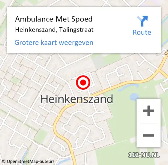 Locatie op kaart van de 112 melding: Ambulance Met Spoed Naar Heinkenszand, Talingstraat op 1 januari 2018 12:04