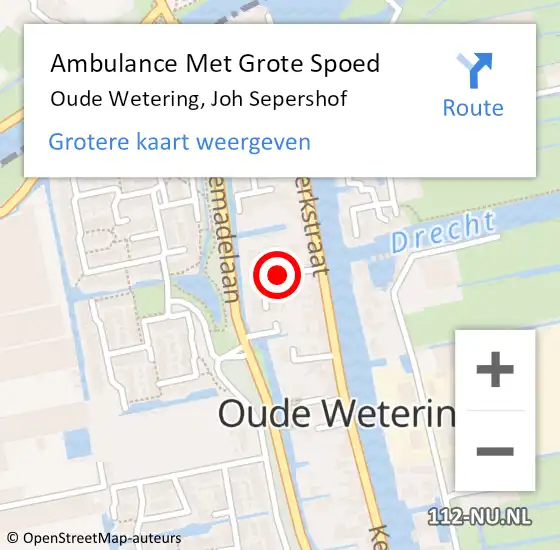 Locatie op kaart van de 112 melding: Ambulance Met Grote Spoed Naar Oude Wetering, Joh Sepershof op 1 januari 2018 13:37