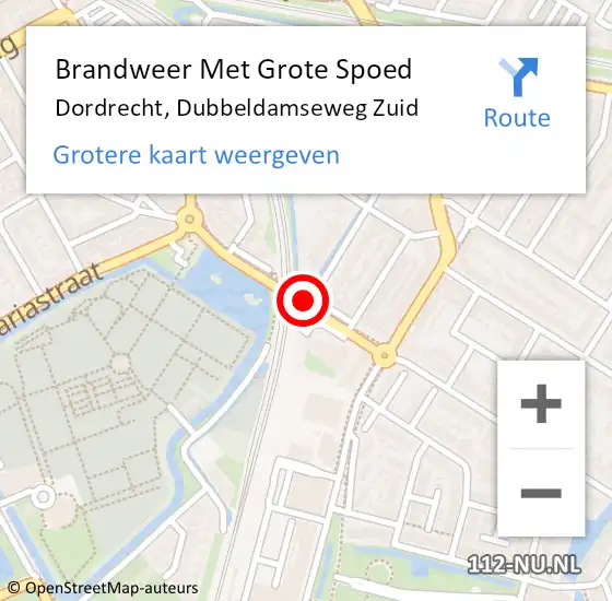 Locatie op kaart van de 112 melding: Brandweer Met Grote Spoed Naar Dordrecht, Dubbeldamseweg Zuid op 1 januari 2018 15:36
