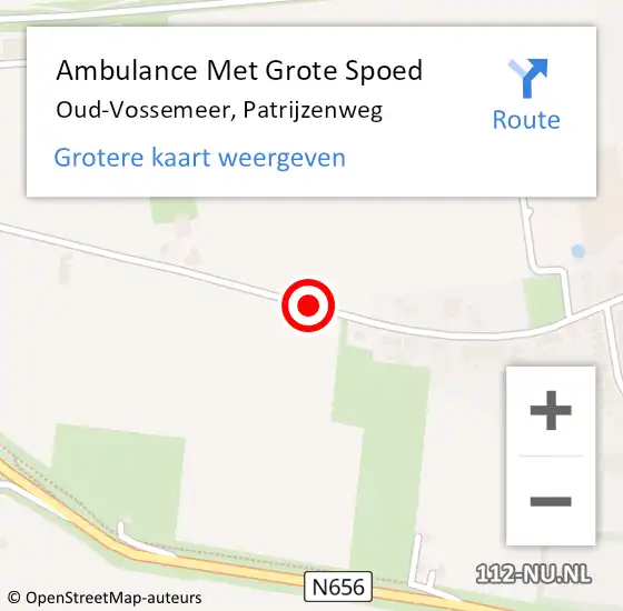 Locatie op kaart van de 112 melding: Ambulance Met Grote Spoed Naar Oud-Vossemeer, Patrijzenweg op 1 januari 2018 16:13