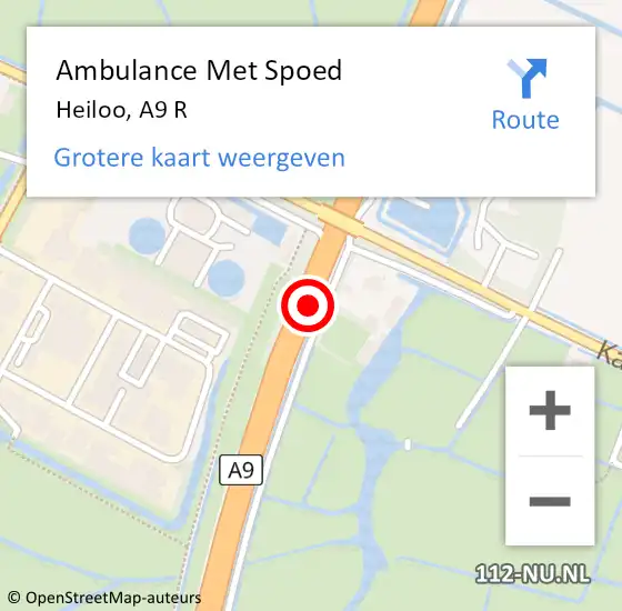 Locatie op kaart van de 112 melding: Ambulance Met Spoed Naar Heiloo, A9 R op 1 januari 2018 17:12
