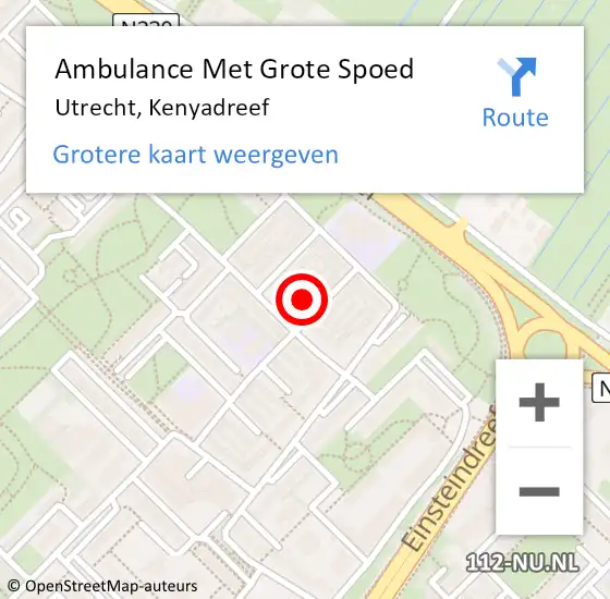 Locatie op kaart van de 112 melding: Ambulance Met Grote Spoed Naar Utrecht, Kenyadreef op 1 januari 2018 17:58