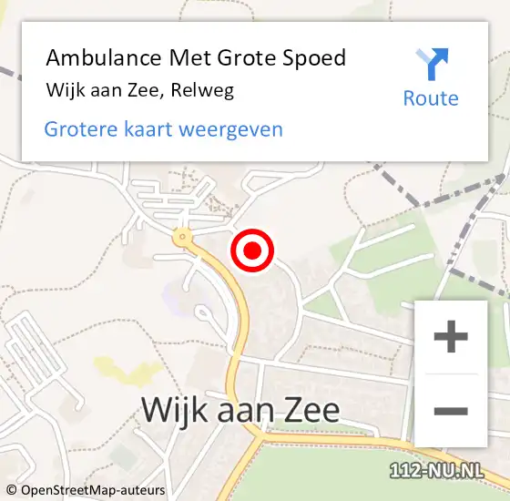 Locatie op kaart van de 112 melding: Ambulance Met Grote Spoed Naar Wijk aan Zee, Relweg op 1 januari 2018 20:42