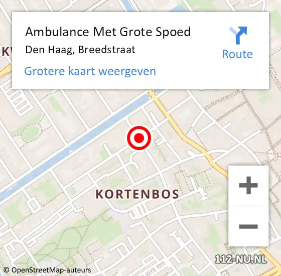Locatie op kaart van de 112 melding: Ambulance Met Grote Spoed Naar Den Haag, Breedstraat op 2 januari 2018 08:01