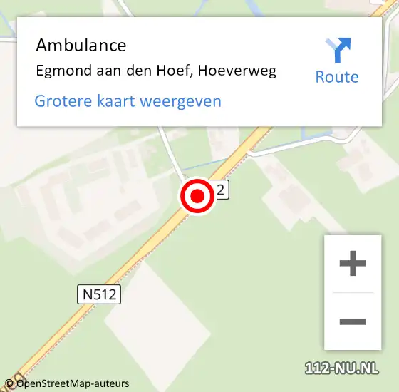 Locatie op kaart van de 112 melding: Ambulance Egmond aan den Hoef, Hoeverweg op 2 januari 2018 08:33
