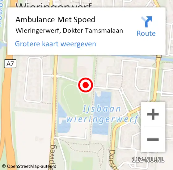 Locatie op kaart van de 112 melding: Ambulance Met Spoed Naar Wieringerwerf, Dokter Tamsmalaan op 2 januari 2018 09:54