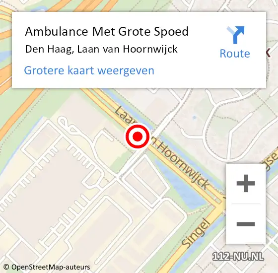Locatie op kaart van de 112 melding: Ambulance Met Grote Spoed Naar Den Haag, Laan van Hoornwijck op 2 januari 2018 11:30