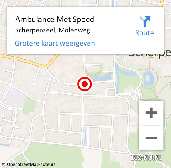 Locatie op kaart van de 112 melding: Ambulance Met Spoed Naar Scherpenzeel, Molenweg op 2 januari 2018 12:10