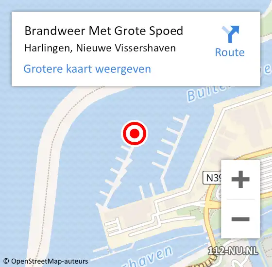 Locatie op kaart van de 112 melding: Brandweer Met Grote Spoed Naar Harlingen, Nieuwe Vissershaven op 2 januari 2018 13:23