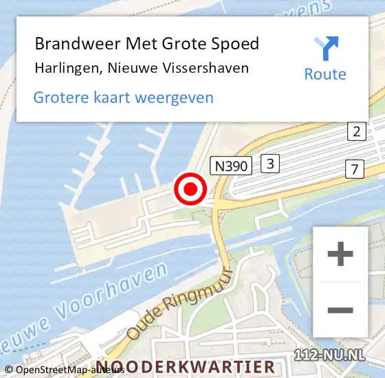 Locatie op kaart van de 112 melding: Brandweer Met Grote Spoed Naar Harlingen, Nieuwe Vissershaven op 2 januari 2018 13:30