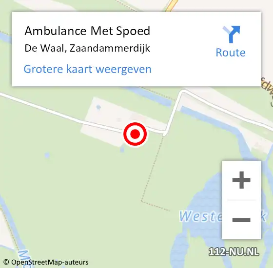 Locatie op kaart van de 112 melding: Ambulance Met Spoed Naar De Waal, Zaandammerdijk op 2 januari 2018 15:03