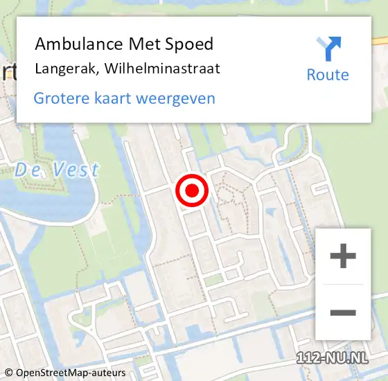 Locatie op kaart van de 112 melding: Ambulance Met Spoed Naar Langerak, Wilhelminastraat op 2 januari 2018 15:38