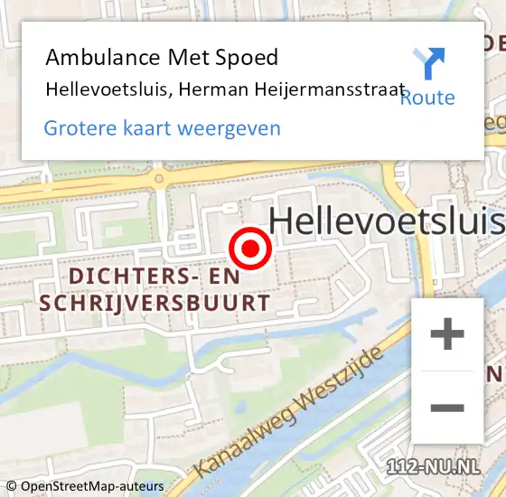 Locatie op kaart van de 112 melding: Ambulance Met Spoed Naar Hellevoetsluis, Herman Heijermansstraat op 2 januari 2018 15:40