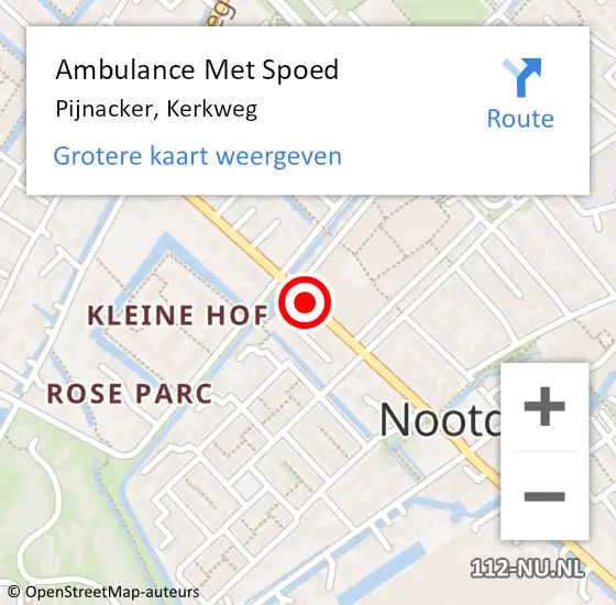 Locatie op kaart van de 112 melding: Ambulance Met Spoed Naar Nootdorp, Kerkweg op 2 januari 2018 17:03