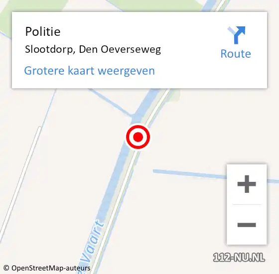 Locatie op kaart van de 112 melding: Politie Slootdorp, Den Oeverseweg op 2 januari 2018 17:54