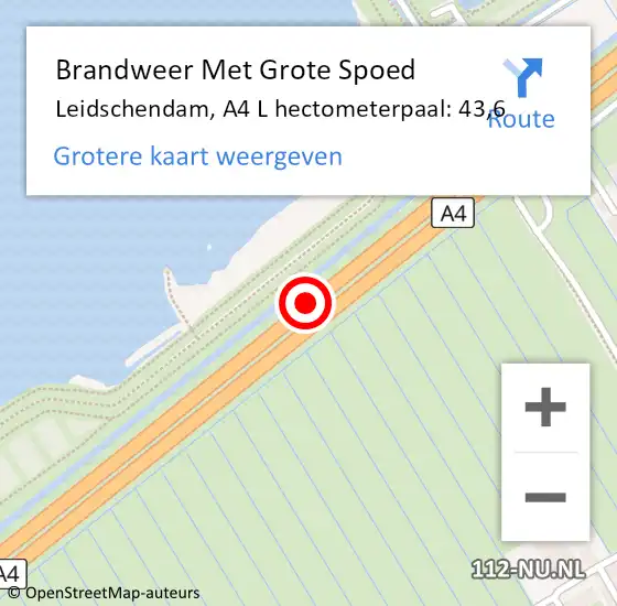 Locatie op kaart van de 112 melding: Brandweer Met Grote Spoed Naar Leidschendam, A4 L hectometerpaal: 43,6 op 2 januari 2018 18:01