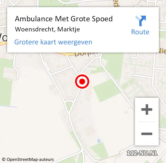 Locatie op kaart van de 112 melding: Ambulance Met Grote Spoed Naar Woensdrecht, Marktje op 2 januari 2018 18:31