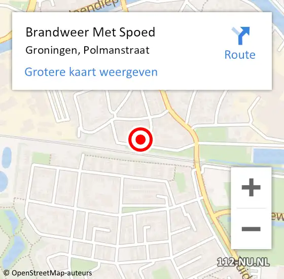 Locatie op kaart van de 112 melding: Brandweer Met Spoed Naar Groningen, Polmanstraat op 2 januari 2018 19:54