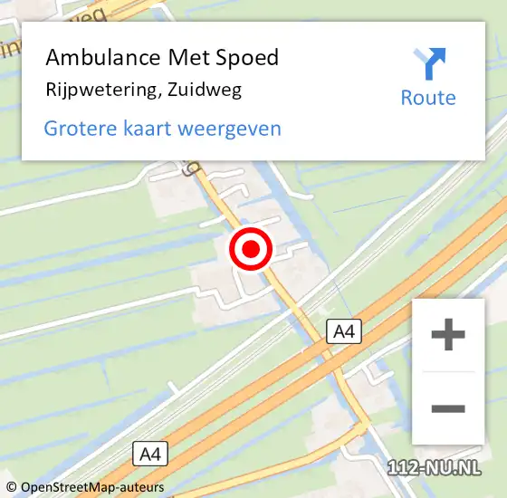 Locatie op kaart van de 112 melding: Ambulance Met Spoed Naar Rijpwetering, Zuidweg op 2 januari 2018 23:11