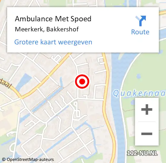 Locatie op kaart van de 112 melding: Ambulance Met Spoed Naar Meerkerk, Bakkershof op 3 januari 2018 05:01