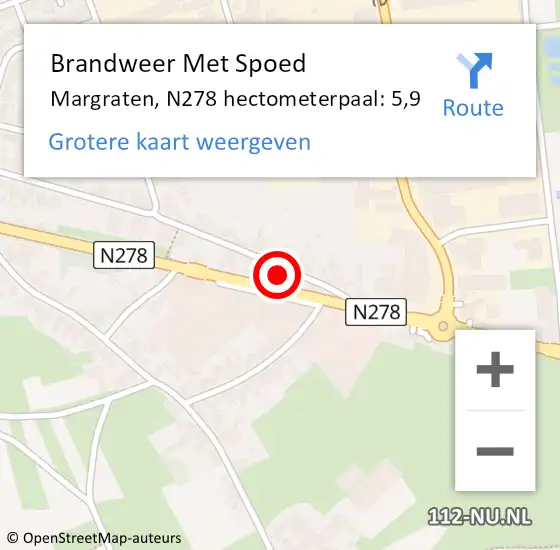 Locatie op kaart van de 112 melding: Brandweer Met Spoed Naar Margraten, N278 hectometerpaal: 5,9 op 3 januari 2018 05:23