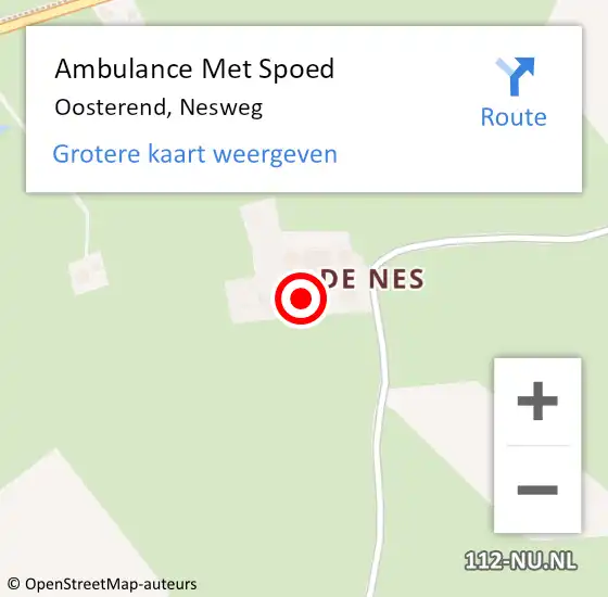 Locatie op kaart van de 112 melding: Ambulance Met Spoed Naar Oosterend, Nesweg op 3 januari 2018 08:39