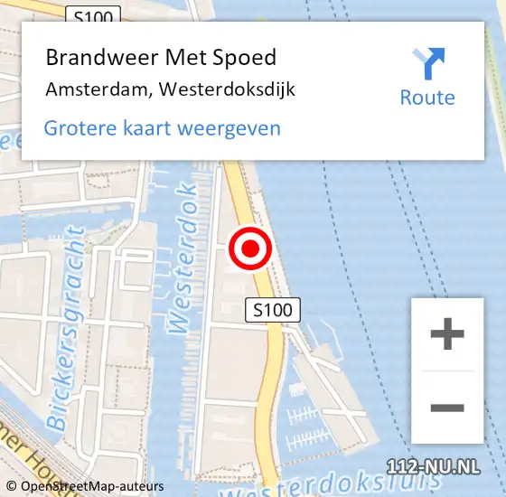 Locatie op kaart van de 112 melding: Brandweer Met Spoed Naar Amsterdam, Westerdoksdijk op 3 januari 2018 10:16