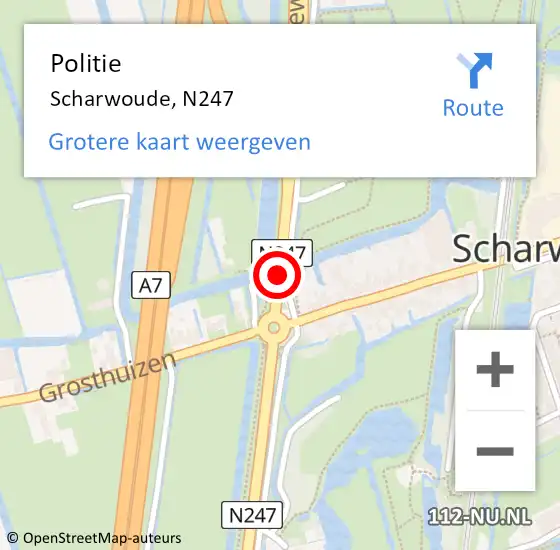 Locatie op kaart van de 112 melding: Politie Scharwoude, N247 op 3 januari 2018 11:55