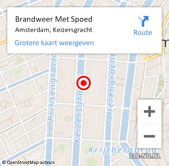 Locatie op kaart van de 112 melding: Brandweer Met Spoed Naar Amsterdam, Keizersgracht op 3 januari 2018 12:49