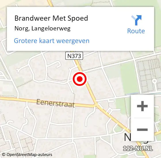 Locatie op kaart van de 112 melding: Brandweer Met Spoed Naar Norg, Langeloerweg op 3 januari 2018 12:59