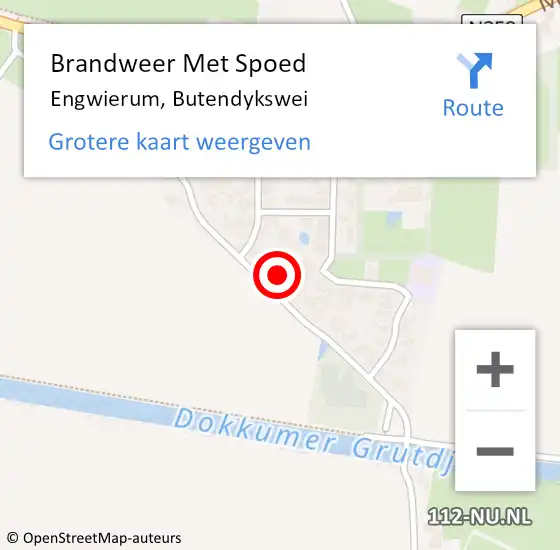 Locatie op kaart van de 112 melding: Brandweer Met Spoed Naar Engwierum, Butendykswei op 3 januari 2018 13:44