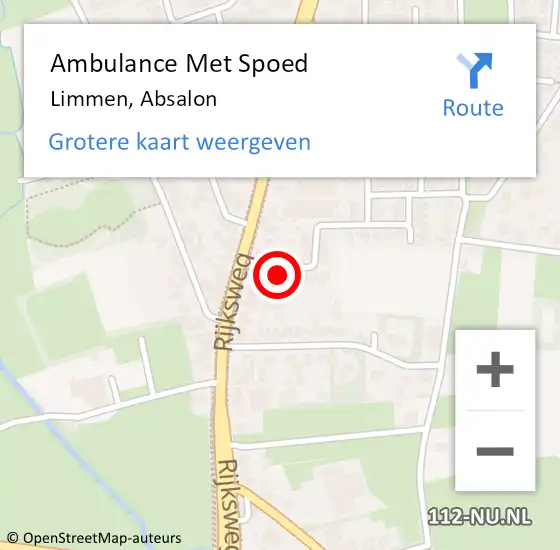 Locatie op kaart van de 112 melding: Ambulance Met Spoed Naar Limmen, Absalon op 3 januari 2018 13:58