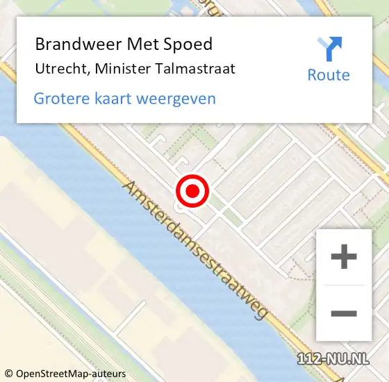 Locatie op kaart van de 112 melding: Brandweer Met Spoed Naar Utrecht, Minister Talmastraat op 3 januari 2018 14:59