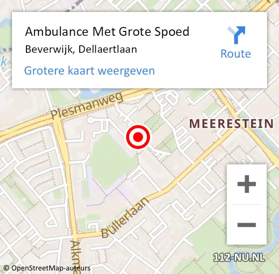 Locatie op kaart van de 112 melding: Ambulance Met Grote Spoed Naar Beverwijk, Dellaertlaan op 3 januari 2018 16:04