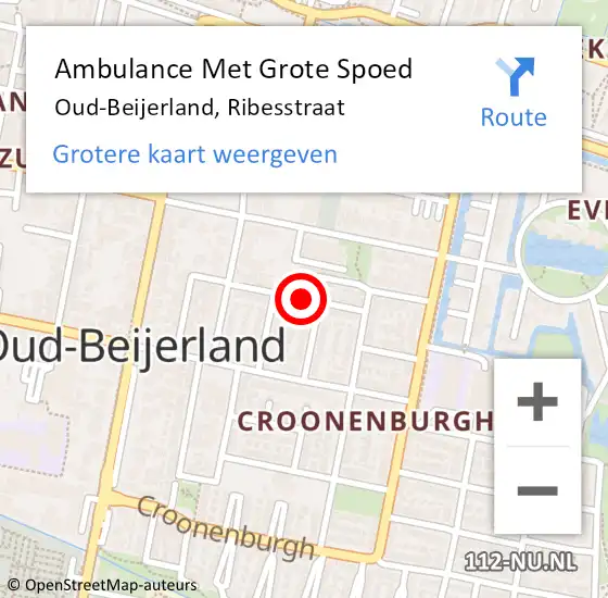 Locatie op kaart van de 112 melding: Ambulance Met Grote Spoed Naar Oud-Beijerland, Ribesstraat op 3 januari 2018 16:45