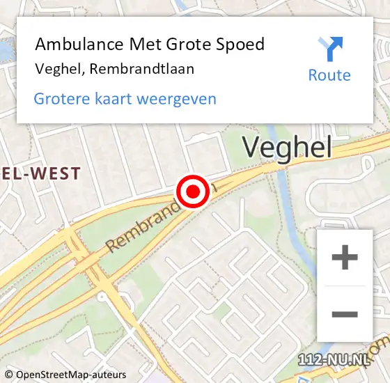 Locatie op kaart van de 112 melding: Ambulance Met Grote Spoed Naar Veghel, Rembrandtlaan op 3 januari 2018 17:30