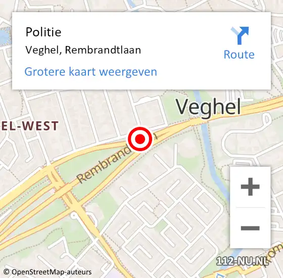 Locatie op kaart van de 112 melding: Politie Veghel, Rembrandtlaan op 3 januari 2018 17:39