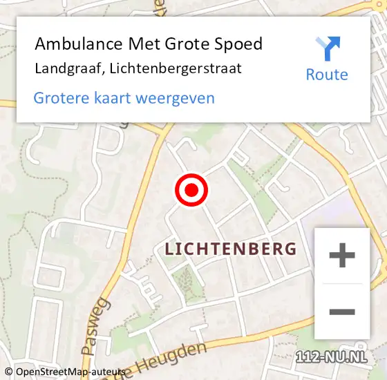 Locatie op kaart van de 112 melding: Ambulance Met Grote Spoed Naar Landgraaf, Lichtenbergerstraat op 3 januari 2018 18:18