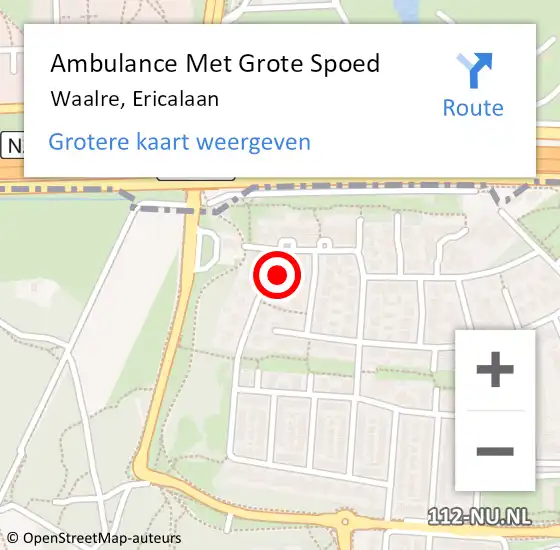 Locatie op kaart van de 112 melding: Ambulance Met Grote Spoed Naar Waalre, Ericalaan op 3 januari 2018 21:41