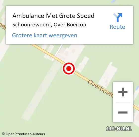 Locatie op kaart van de 112 melding: Ambulance Met Grote Spoed Naar Schoonrewoerd, Over Boeicop op 3 januari 2018 22:02