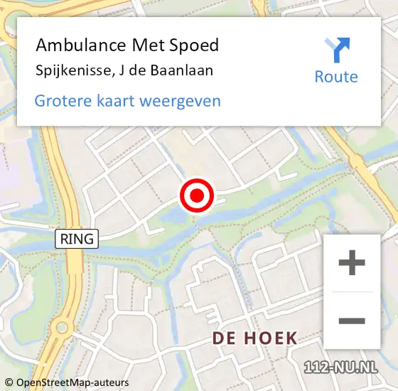 Locatie op kaart van de 112 melding: Ambulance Met Spoed Naar Spijkenisse, J de Baanlaan op 3 januari 2018 23:13
