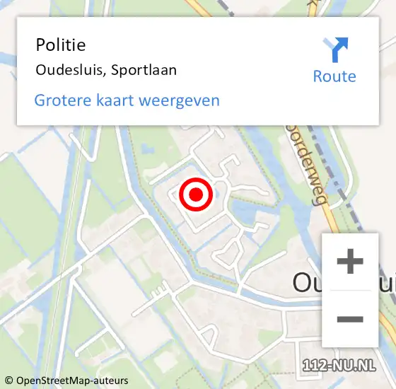 Locatie op kaart van de 112 melding: Politie Oudesluis, Sportlaan op 4 januari 2018 00:15