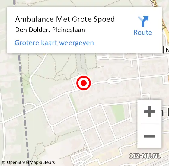 Locatie op kaart van de 112 melding: Ambulance Met Grote Spoed Naar Den Dolder, Pleineslaan op 4 januari 2018 03:16