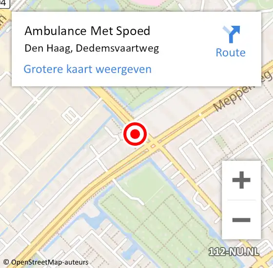 Locatie op kaart van de 112 melding: Ambulance Met Spoed Naar Den Haag, Dedemsvaartweg op 4 januari 2018 04:40