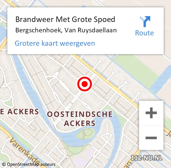 Locatie op kaart van de 112 melding: Brandweer Met Grote Spoed Naar Bergschenhoek, Van Ruysdaellaan op 4 januari 2018 10:07