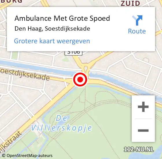 Locatie op kaart van de 112 melding: Ambulance Met Grote Spoed Naar Den Haag, Soestdijksekade op 4 januari 2018 10:56