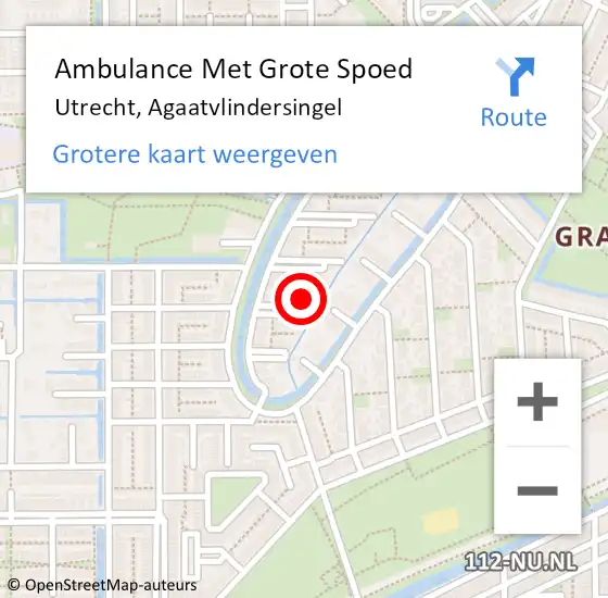 Locatie op kaart van de 112 melding: Ambulance Met Grote Spoed Naar Utrecht, Agaatvlindersingel op 4 januari 2018 11:49