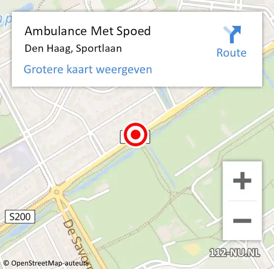 Locatie op kaart van de 112 melding: Ambulance Met Spoed Naar Den Haag, Sportlaan op 4 januari 2018 13:02