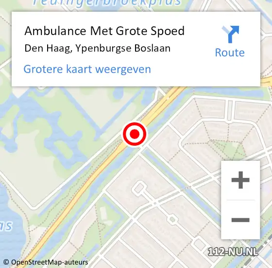 Locatie op kaart van de 112 melding: Ambulance Met Grote Spoed Naar Den Haag, Ypenburgse Boslaan op 4 januari 2018 13:26